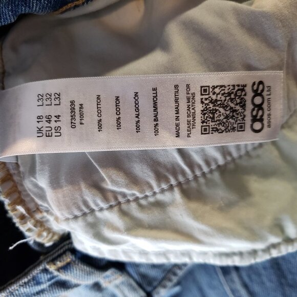 NWOT Asos Denim Rebel SB Remo Crop Jeans US 14/32 High Rise Straight Leg - Picture 7 of 8